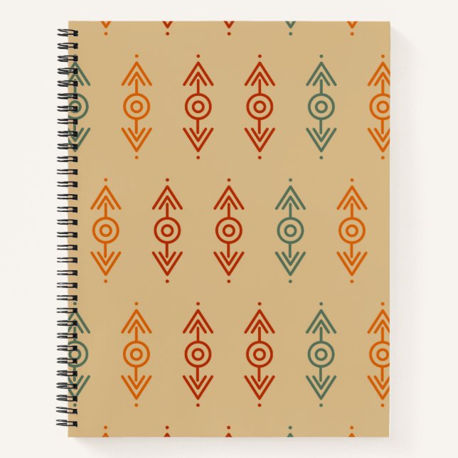 Cuaderno Azteca Geométrica Azul Y Tribal Naranja Sudoeste (Anverso)