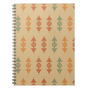 Cuaderno Azteca Geométrica Azul Y Tribal Naranja Sudoeste