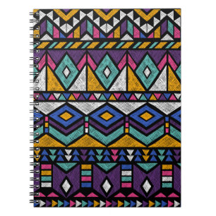 Cuaderno Azteca geométrica tribal: patrón de venado colorid