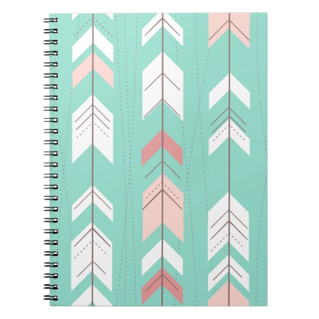 Cuaderno Azteca tribal de la menta rosada (Frente)
