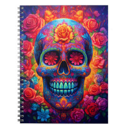Cuaderno Azucar Cráneo Floral Temporada Feliz de Halloween