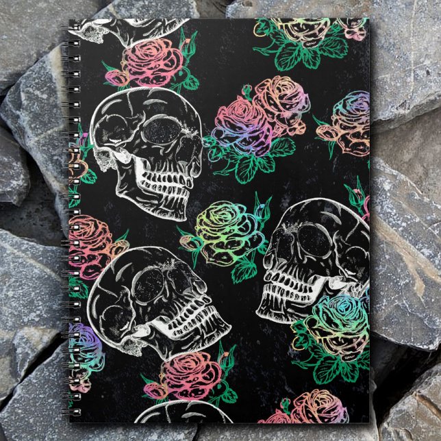 Cuaderno Azúcar Skull Rosa | Girly Gothic Grunge Glam (Subido por el creador)
