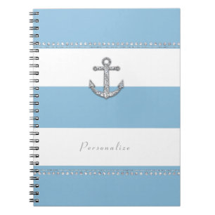 Cuaderno Azul Aciano y Rayas Blancas Ancla de Diamante