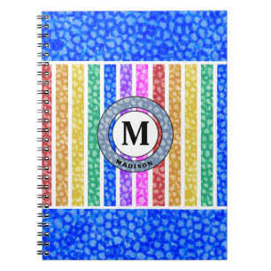 Cuaderno Azul acuarela Arcoiris Mosaico onograma