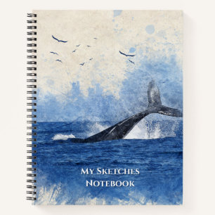 Cuaderno Azul acuarela Esquemas del océano ilustrativos