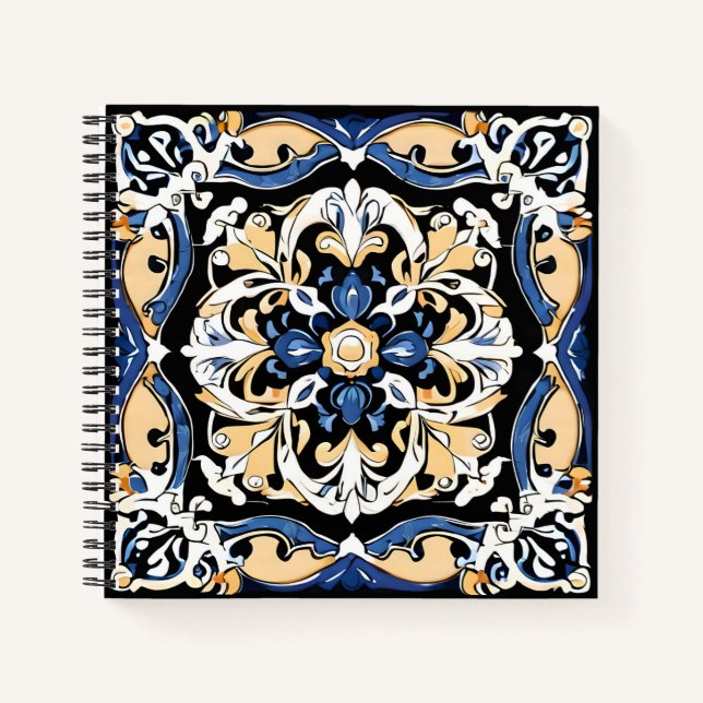 Cuaderno Azul Amarillo Blanco Negro Azuleju Español Marroqu (Anverso)