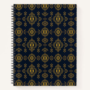 Cuaderno azul ámbar de filigrana de linterna árabe