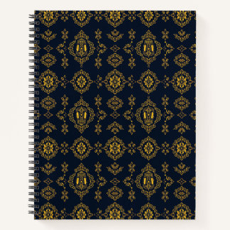 Cuaderno azul ámbar de filigrana de linterna árabe