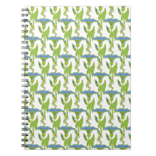Cuaderno Azul Art Nouveau Ipomoea tapicería floral damasco