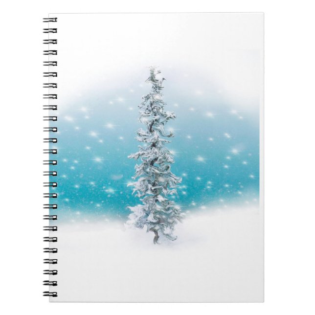 Cuaderno Azul ártico congelado helado plateado brillo verde (Frente)