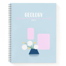 Cuaderno azul bebé lindo con flores geométricas 