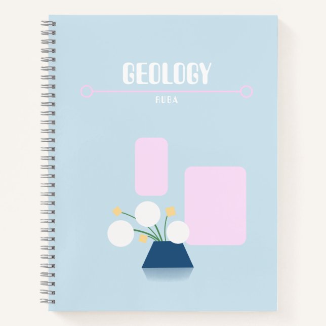 Cuaderno azul bebé lindo con flores geométricas  (Anverso)