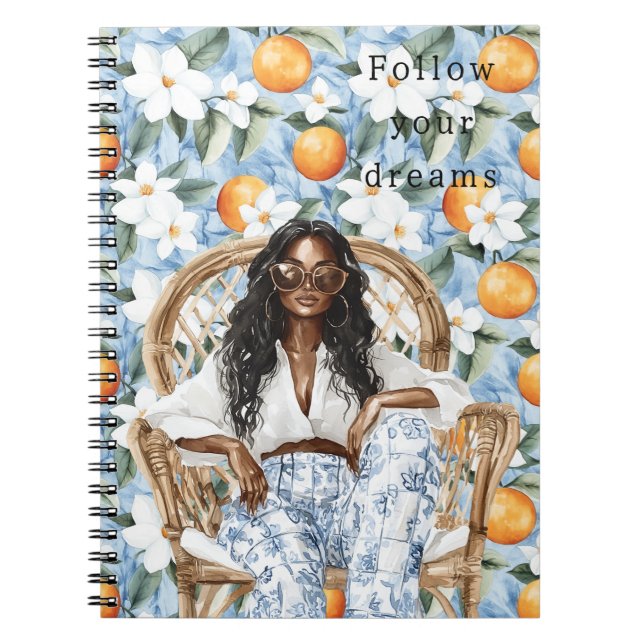 Cuaderno Azul blanco siciliano verano Chica de pelo negro f (Frente)
