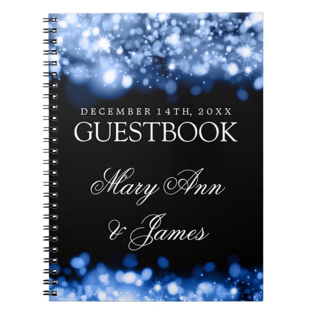 Cuaderno Azul chispeante del zafiro de las luces del (Frente)
