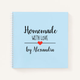 Cuaderno Azul claro moderno Casero con receta de amor