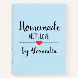 Cuaderno Azul claro moderno Casero con receta de amor