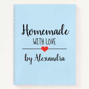 Cuaderno Azul claro moderno Casero con receta de amor
