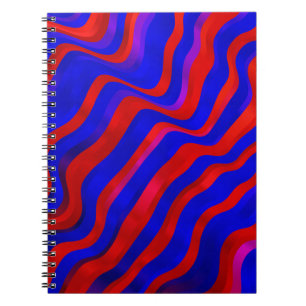 Cuaderno Azul claro, textura roja con líneas irregulares. G
