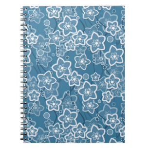 Cuaderno azul con blanco, azul, flores, floral, rústico, fa