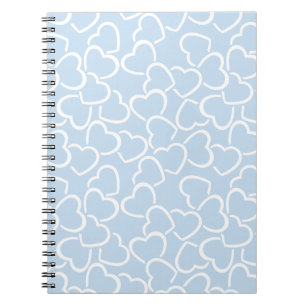 CUADERNO AZUL CON LOS CORAZONES DE AMOR EN BLANCO