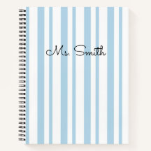Cuaderno Azul con Patrón de Rayas Pastel Preciosas