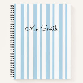 Cuaderno Azul con Patrón de Rayas Pastel Preciosas