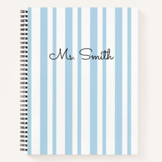 Cuaderno Azul con Patrón de Rayas Pastel Preciosas