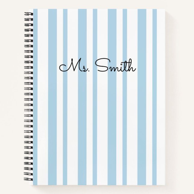 Cuaderno Azul con Patrón de Rayas Pastel Preciosas (Anverso)