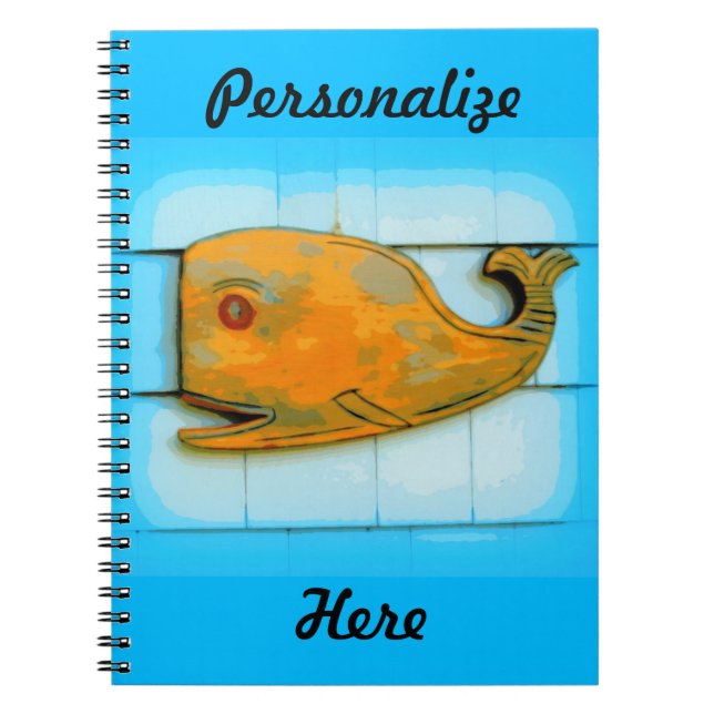 Cuaderno azul de ballena feliz sonriente (Frente)