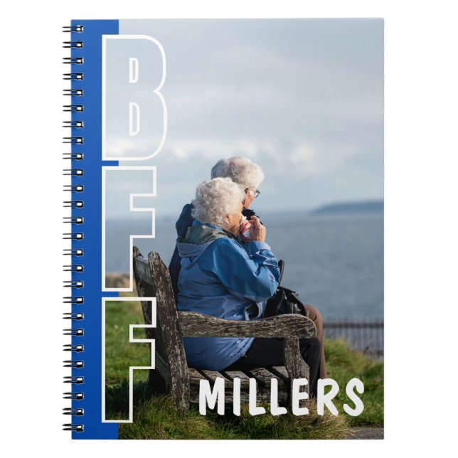 Cuaderno azul de fotos de amigos mejores para siem (Frente)
