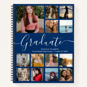 Cuaderno Azul de la Marina de Graduación de Collage de foto