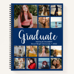 Cuaderno Azul de la Marina de Graduación de Collage de foto