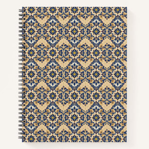 Cuaderno azul de mosaico de azulejos Zellige marro