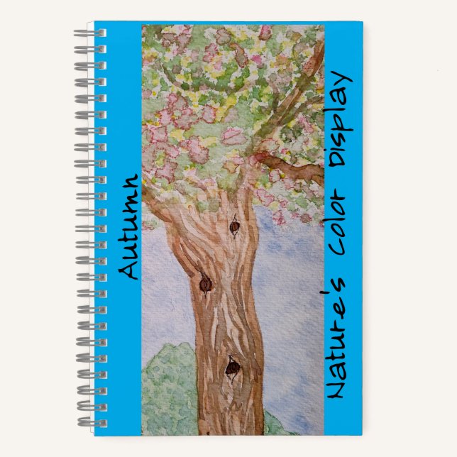 Cuaderno Azul del árbol de otoño colorido (Anverso)