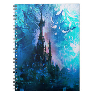 Cuaderno azul del Grunge del castillo de la