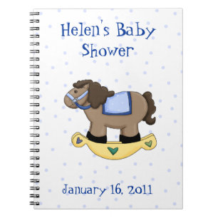 Cuaderno azul dulce de Baby Shower del caballo
