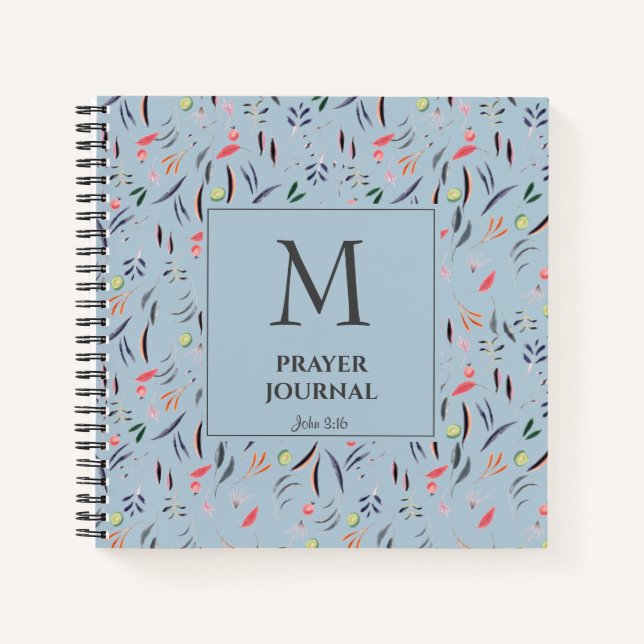 Cuaderno Azul Dusky | Floral | Monograma | PRAYER JOURNAL (Anverso)