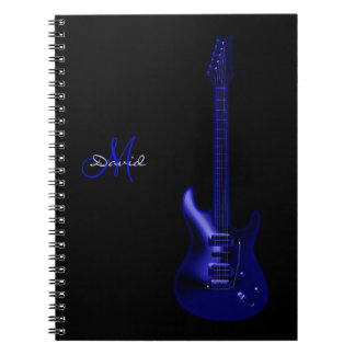 Cuaderno azul eléctrico personalizado de la música