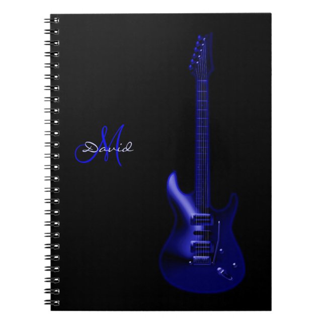 Cuaderno azul eléctrico personalizado de la música (Frente)