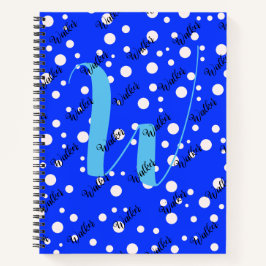 Cuaderno Azul Estético de Color - Nombre Inicial Monogramad