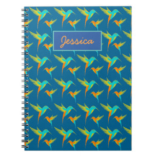 Cuaderno Azul exótico elegante de los colibríes