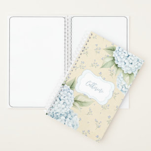 Cuaderno Azul Floral Hydrangea Azul Amarillo