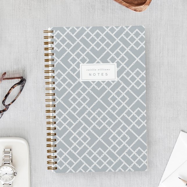Cuaderno Azul Gris | Enrejado de Bambú Costero Personalizad (Subido por el creador)