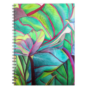 Cuaderno Azul Hawaii Arte foliológico de hoja tropical