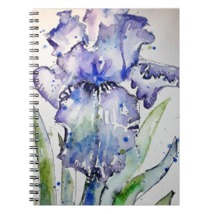 Cuaderno Azul Iris Arte de acuarela Flor florida