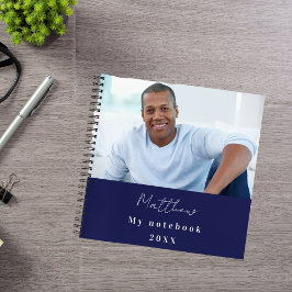 Cuaderno Azul marino blanco foto personalizada