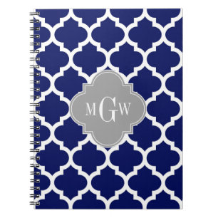 Cuaderno Azul Marino Blanco Marruecos #5 Gris 3 Inicial Mon