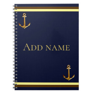 Cuaderno Azul Marino Costero Nombre Personalizado Regreso a
