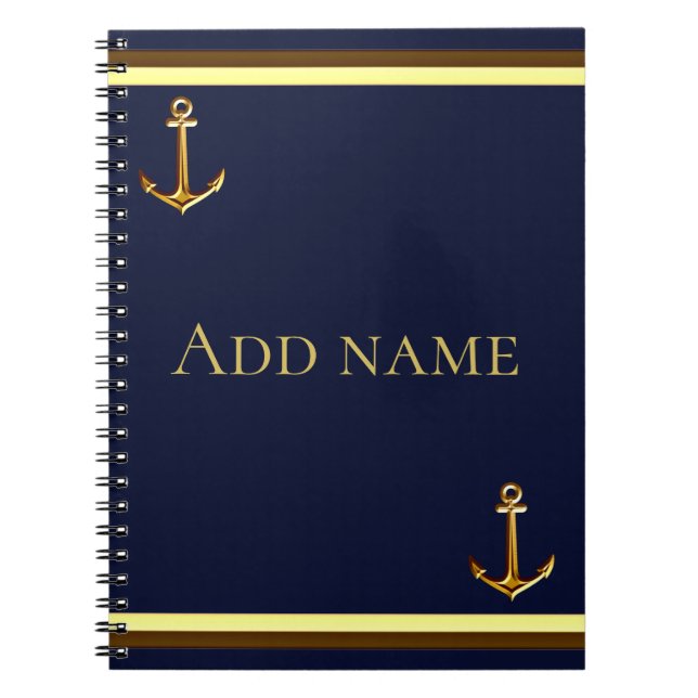 Cuaderno Azul marino costero personalizado de vuelta al nom (Frente)