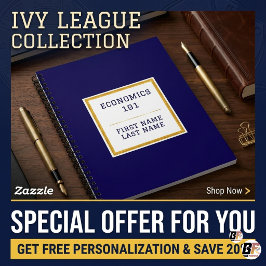 Cuaderno Azul Marino Dorado Personalizado Preppy Ivy League